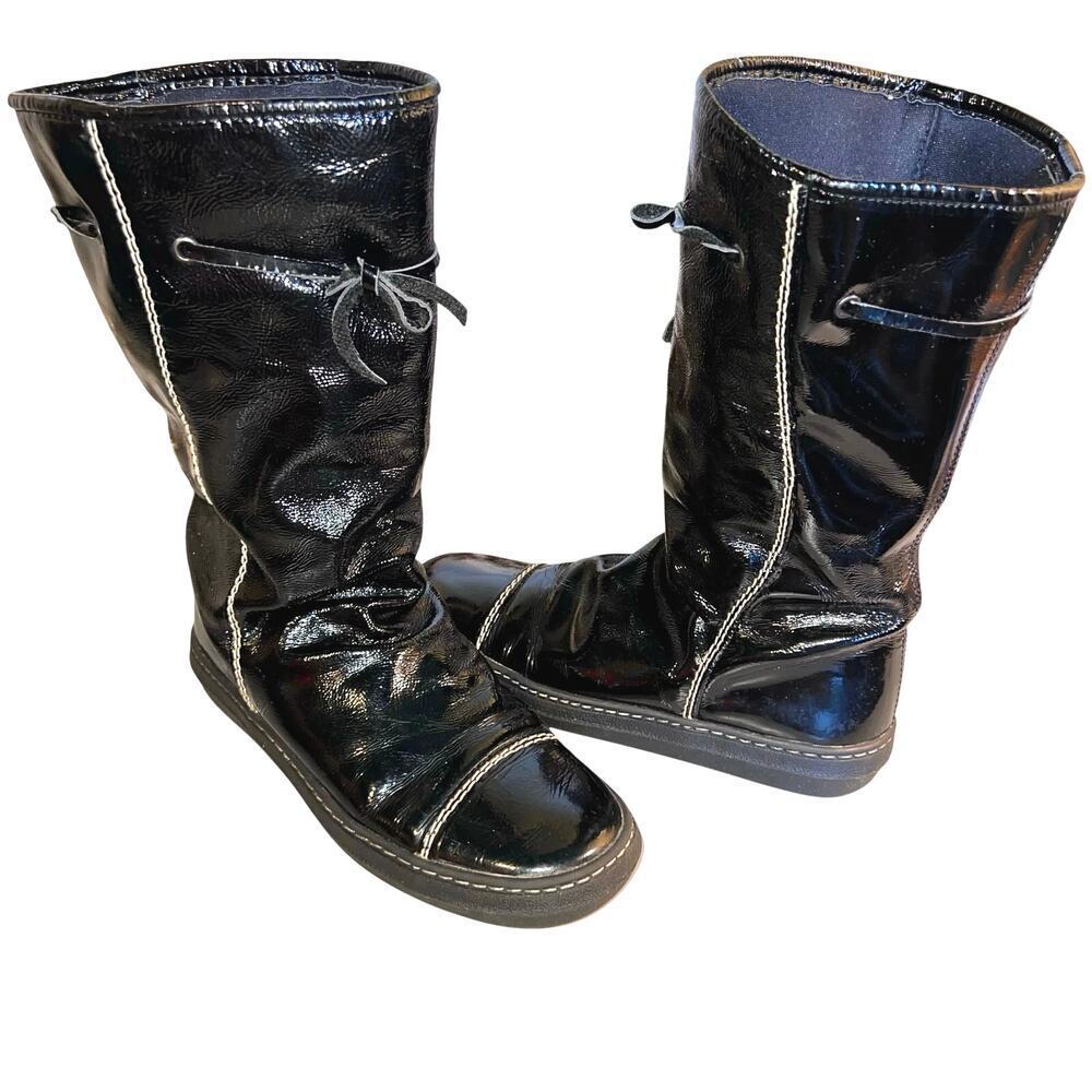Luc Berjen Malaspina 39EU 7.5-8US Moto Biker‎ Slouch Grunge Accent Tie Calf Boot